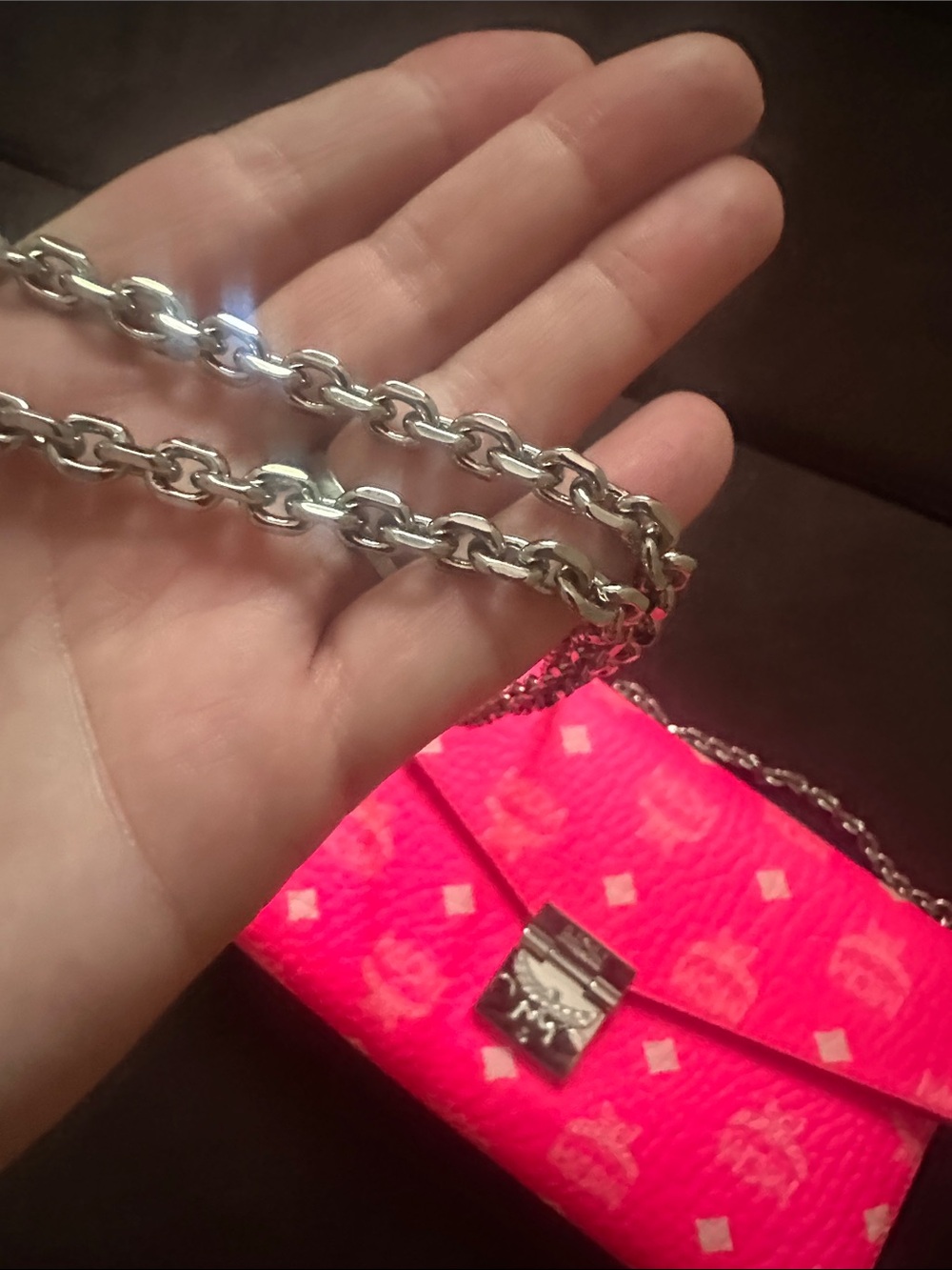 Never used Hot Pink MCM with silver chain - Picture 4 of 16